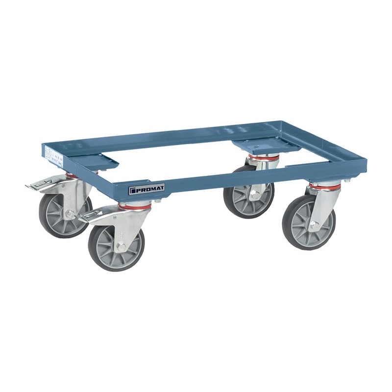 Chariot à caisse capacité de charge 250 kg pneus en TPE L605xl405 mm cornière bleu pigeon, RAL 5014 PROMAT Chariot à caisse capacité de charge 250 kg pneus en TPE L605xl405 mm cornière bleu pigeon, RAL 5014 PROMAT