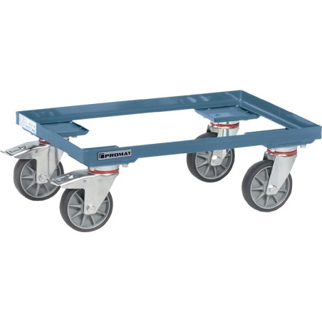 Chariot à caisse capacité de charge 250 kg pneus en TPE L605xl405 mm cornière bleu pigeon, RAL 5014 PROMAT