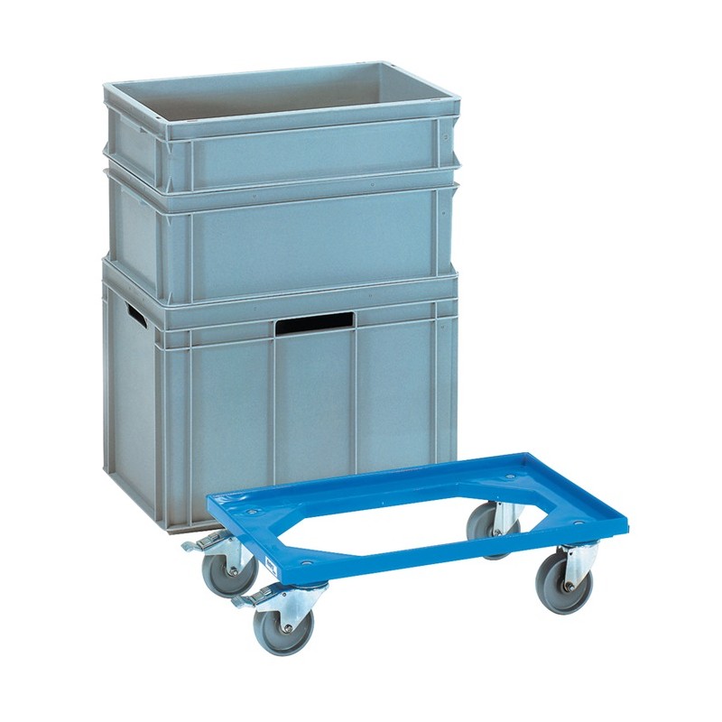 Chariot à caisse capacité charge 250 kg pneus polyamide L605xl405 mm ABS-plastique bleu FETRA Chariot à caisse capacité charge 250 kg pneus polyamide L605xl405 mm ABS-plastique bleu FETRA