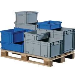 Conteneur de transport gerbables L400xl300xH120 mm gris PP poignée coquille parois latérales fermées PROMAT