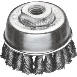 Brosse boisseau D. 65 mm M14 épaisseur de fil 0,5 mm acier 12500 min-¹ LESSMANN
