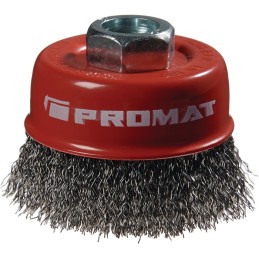 Brosse boisseau d.60mm M14 poils d.0,3mm acier p. meuleuse dangle max.12500 tr./mn PROMAT