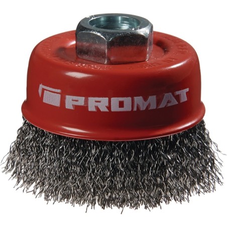 Brosse boisseau d.60mm M14 poils d.0,3mm acier p. meuleuse dangle max.12500 tr./mn PROMAT