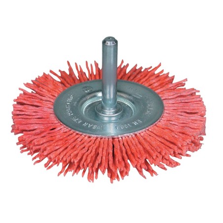 Brosse plate 75x80mm tige d.6mm Nylon Granulation 80 Vitesse de rotation maxi. 4500 min-¹ PROMAT