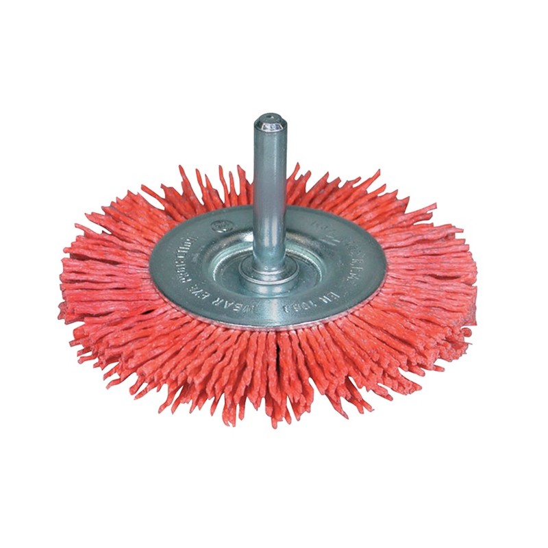 Brosse plate 100x80mm tige d.6mm Nylon Granulation 80 Vitesse de rotation maxi. 4500 min-¹ PROMAT Brosse plate 100x80mm tige d.6mm Nylon Granulation 80 Vitesse de rotation maxi. 4500 min-¹ PROMAT