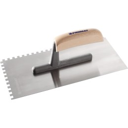 Platoir longueur 280 mm largeur 130 mm denture 8x8 trempé, manche en hêtre acier épaisseur 0,7 mm PROMAT