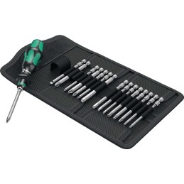 Jeu de tournevis KK 60 17 pièces avec lames interchangeables pochette pliable WERA