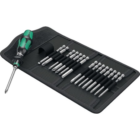 Jeu de tournevis KK 60 17 pièces avec lames interchangeables pochette pliable WERA