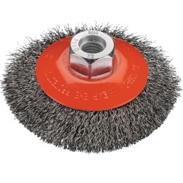 Brosse conique D. 100 mm épaisseur de fil 0,3 mm acier 10 mm 12500 min-¹ OSBORN