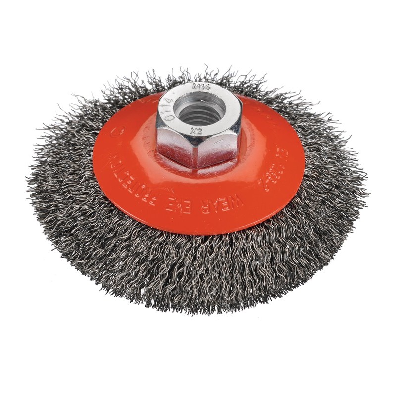 Brosse conique D. 100 mm épaisseur de fil 0,3 mm acier 10 mm 12500 min-¹ OSBORN Brosse conique D. 100 mm épaisseur de fil 0,3 mm acier 10 mm 12500 min-¹ OSBORN
