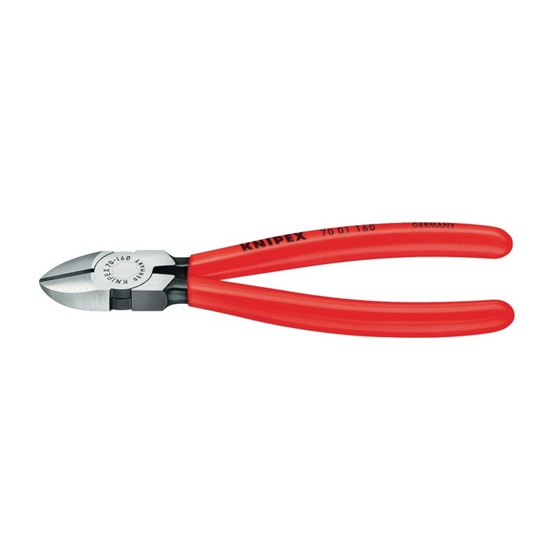 Pinces coupantes diagonales DIN ISO 5749 L. 110 mm tête polie revêtement en plastique KNIPEX Pinces coupantes diagonales DIN ISO 5749 L. 110 mm tête polie revêtement en plastique KNIPEX