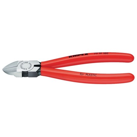 Pinces coupantes diagonales p. plastique L. totale 180 mm droit revêtement en plastique  KNIPEX