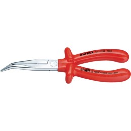 Pince à becs plats, ronds  L. 200 mm 40degr. coudée VDE plongée isolée  KNIPEX