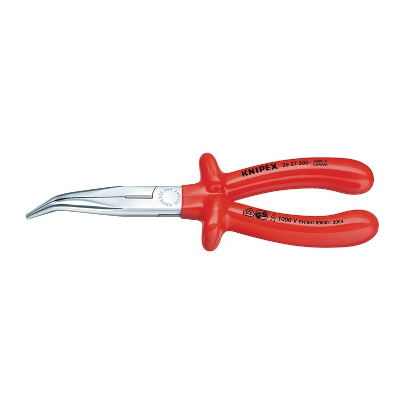 Pince à becs plats, ronds L. 200 mm 40degr. coudée VDE plongée isolée KNIPEX Pince à becs plats, ronds L. 200 mm 40degr. coudée VDE plongée isolée KNIPEX