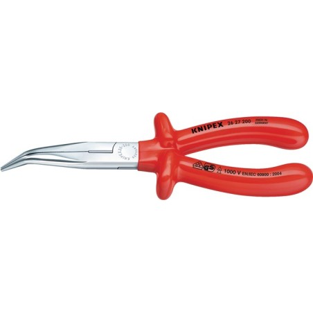 Pince à becs plats, ronds  L. 200 mm 40degr. coudée VDE plongée isolée  KNIPEX