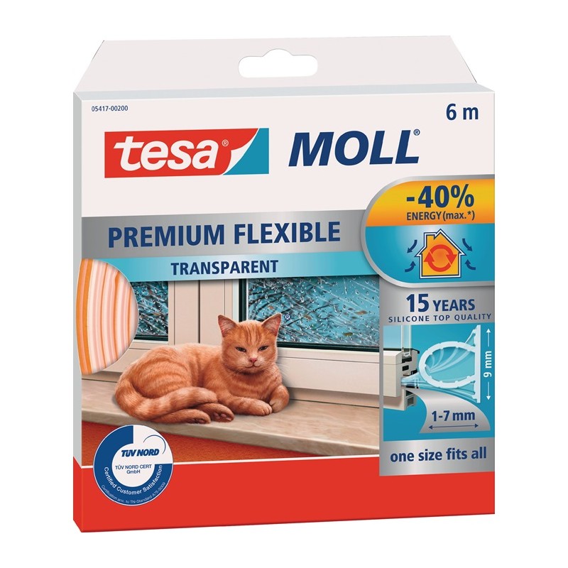 Joint en silicone tesamoll® 5417 l.9 mmxH7 mmxL6m transparent TESA Joint en silicone tesamoll® 5417 l.9 mmxH7 mmxL6m transparent TESA