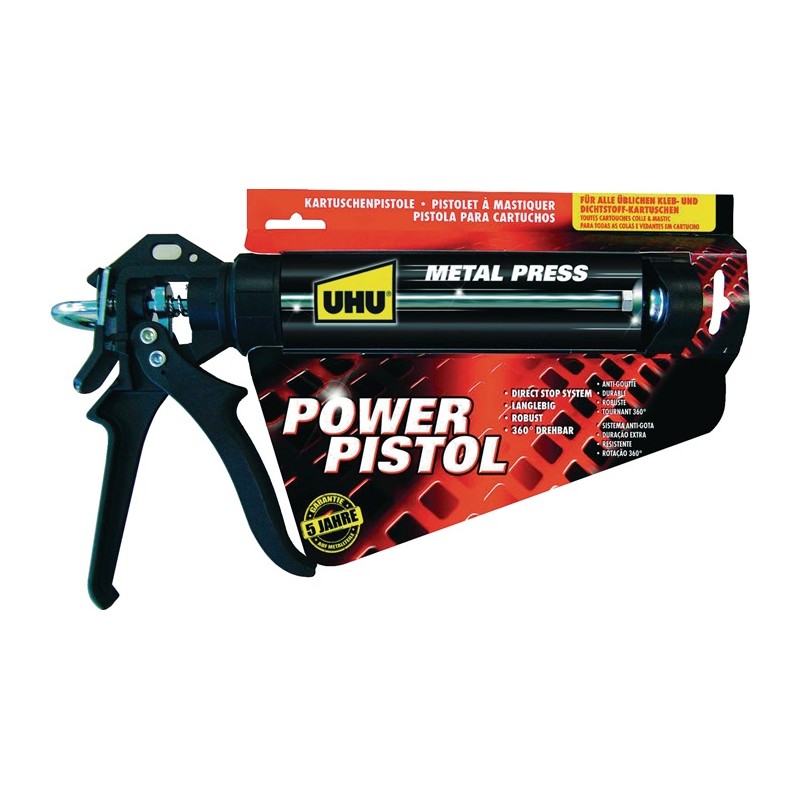 Presse à cartouche POWER PISTOL métal rotatif sur 360 degrés UHU Presse à cartouche POWER PISTOL métal rotatif sur 360 degrés UHU