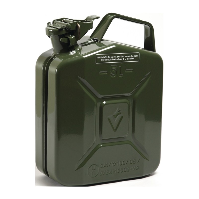 Bidon pour carburant contenu 5 l vert olive RAL 6003 tôle dacier L230xl120xH310 mm VALPRO Bidon pour carburant contenu 5 l vert olive RAL 6003 tôle dacier L230xl120xH310 mm VALPRO