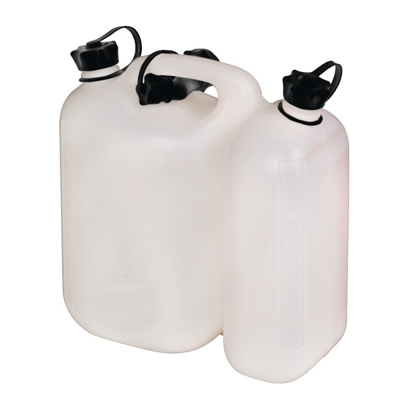 Bidon double carburant 5,5 + 3 l HDPE naturel L316xl145xH312 mm HÜNERSDORFF Bidon double carburant 5,5 + 3 l HDPE naturel L316xl145xH312 mm HÜNERSDORFF