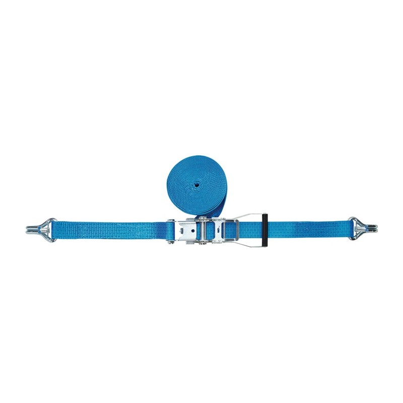 Sangle d amarrage DIN 12195-2 longueur 8 m largeur 50 mm ac rochet + crochets pointu et sécurité LC U 5000 daN PROMAT Sangle d amarrage DIN 12195-2 longueur 8 m largeur 50 mm ac rochet + crochets pointu et sécurité LC U 5000 daN PROMAT