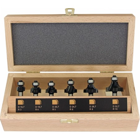 Jeu de fraises à rainurer les dents 973CT06A03 carbure D. de la tige 8 mm 6 pièces FISCH-TOOLS
