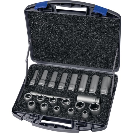 Coffret clés à douille 720 KLS21 21 pièces 1/2 po. court et long, 6 pans ASW