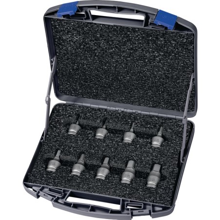 Coffret clés à douille 725 H 9 9 pièces 1/2 po. 6 pans creux ASW