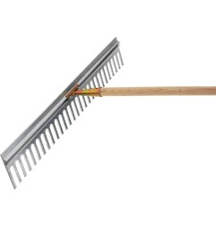 Râteau en aluminium largeur de travail 750 mm longueur des dents 120 mm 28 dents douille à manche galvanisée, sans manche FLORA