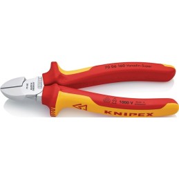 Pinces coupantes diagonales  L. 140 mm av. protection antidérapante gaines à 2 comp.  KNIPEX