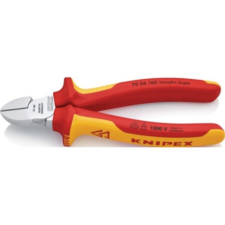 Pinces coupantes diagonales  L. 140 mm av. protection antidérapante gaines à 2 comp.  KNIPEX