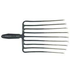 Fourche à cailloux 9, longueur des dents 330 mm avec douille à ressort, sans manche acier, rouge-argent laqué KRUMPHOLZ