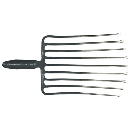 Fourche à cailloux 9, longueur des dents 330 mm avec douille à ressort, sans manche acier, rouge-argent laqué KRUMPHOLZ