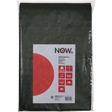 Bâche tissée Multi Tarp Standard largeur 4000 x longueur 6000 mm avec des oeillets en aluminium vert olive NOW