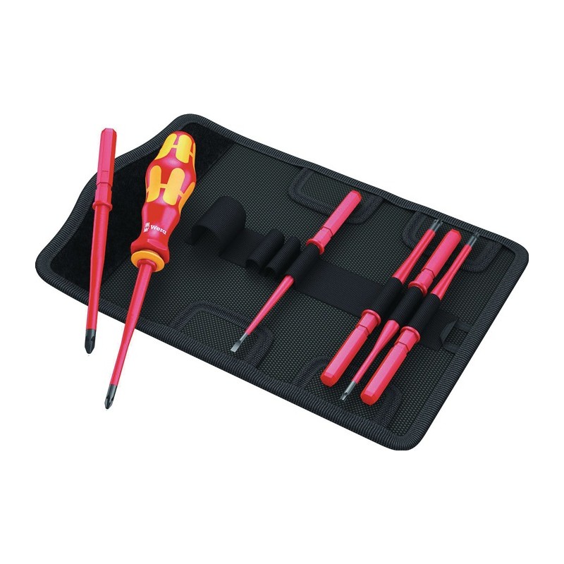 Jeu de tournevis KK VDE 7 extra-plat 1 7 pièces à fente/PH/PZD/S/TX VDE WERA Jeu de tournevis KK VDE 7 extra-plat 1 7 pièces à fente/PH/PZD/S/TX VDE WERA