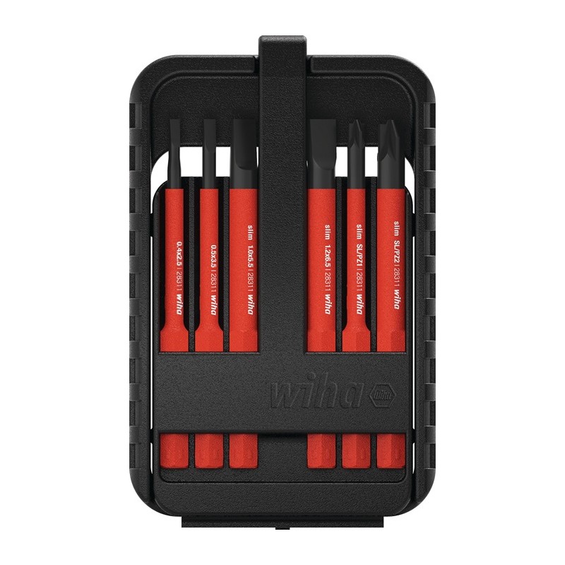 Jeu de lames interchangeables slimBit electric 6 pièces à fente/PH/PZD/(+/- SL/PZD)Torx® WIHA Jeu de lames interchangeables slimBit electric 6 pièces à fente/PH/PZD/(+/- SL/PZD)Torx® WIHA