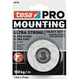 Ruban de montage Montage PRO Ultra Strong 66792 blanc longueur 1,5 m largeur 19 mm TESA