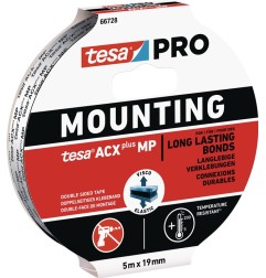 Ruban de montage Montage PRO ACX+ MP 66728 noir longueur 5 m largeur 19 mm TESA