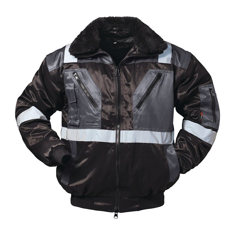 Veste de pilote combinée 4 en 1 Kirkenes noir/gris 60 % coton / 40 % PES NORWAY Veste de pilote combinée 4 en 1 Kirkenes noir/gris 60 % coton / 40 % PES NORWAY