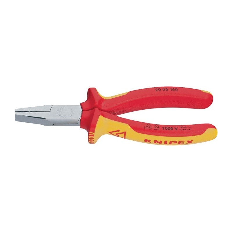 Pince à becs plats DIN ISO 5745 L. totale 160 mm acier à outils spécial tête chromée gaines multicomposant KNIPEX Pince à becs plats DIN ISO 5745 L. totale 160 mm acier à outils spécial tête chromée gaines multicomposant KNIPEX