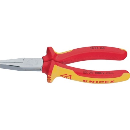 Pince à becs plats DIN ISO 5745 L. totale 160 mm acier à outils spécial tête chromée gaines multicomposant  KNIPEX