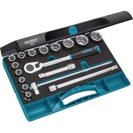 Jeu de douilles CV. 17pcs1/2" 10-32mm HAZET p.entraînement carré en cassette plast. HAZET
