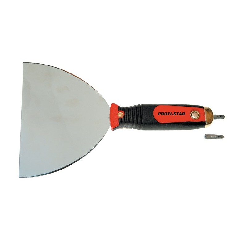 Spatule à poignée vissée largeur 150 mm porte-embouts magnétique PH2 Poignée bicomposant inoxydable Spatule à poignée vissée largeur 150 mm porte-embouts magnétique PH2 Poignée bicomposant inoxydable