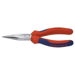 Pince à becs longs DIN/ISO5745 L. totale 140 mm forme 2 tête chromé longue, plat-rond bicomposant  KNIPEX