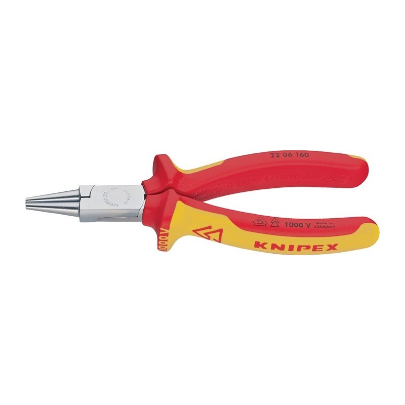 Pince à becs ronds DIN ISO 5745 L. 160 mm av. gaines bicomposant KNIPEX Pince à becs ronds DIN ISO 5745 L. 160 mm av. gaines bicomposant KNIPEX