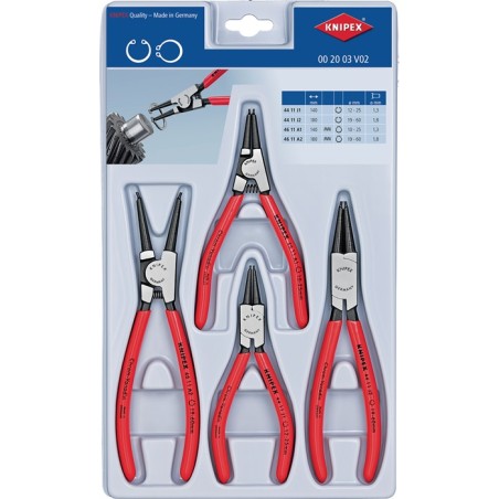 Jeu de pinces pour circlips 4 pièces emballage plastique stable 10 - 60 mm KNIPEX