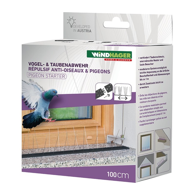 Pics anti pigeons Kit de démarrage protection jusqu'à 1 m, 36 pointes plastique WINDHAGER Pics anti pigeons Kit de démarrage protection jusqu'à 1 m, 36 pointes plastique WINDHAGER