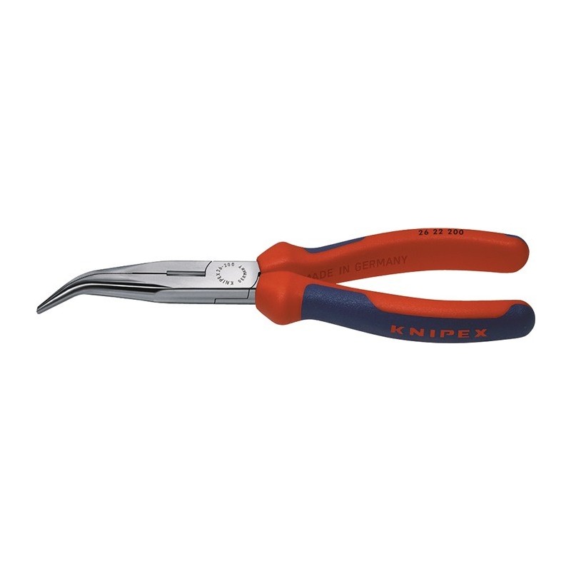 Pince à becs plats, ronds DIN ISO5745 L. 200 mm chromé 40degr. coudée gaines bicomposant KNIPEX Pince à becs plats, ronds DIN ISO5745 L. 200 mm chromé 40degr. coudée gaines bicomposant KNIPEX