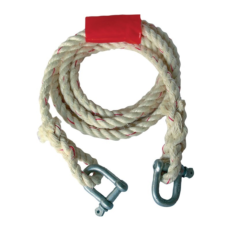 Corde de remorquage en sisal 2 500 kg Manille Sisal/manille longueur 400 cm D. 16 mm Corde de remorquage en sisal 2 500 kg Manille Sisal/manille longueur 400 cm D. 16 mm