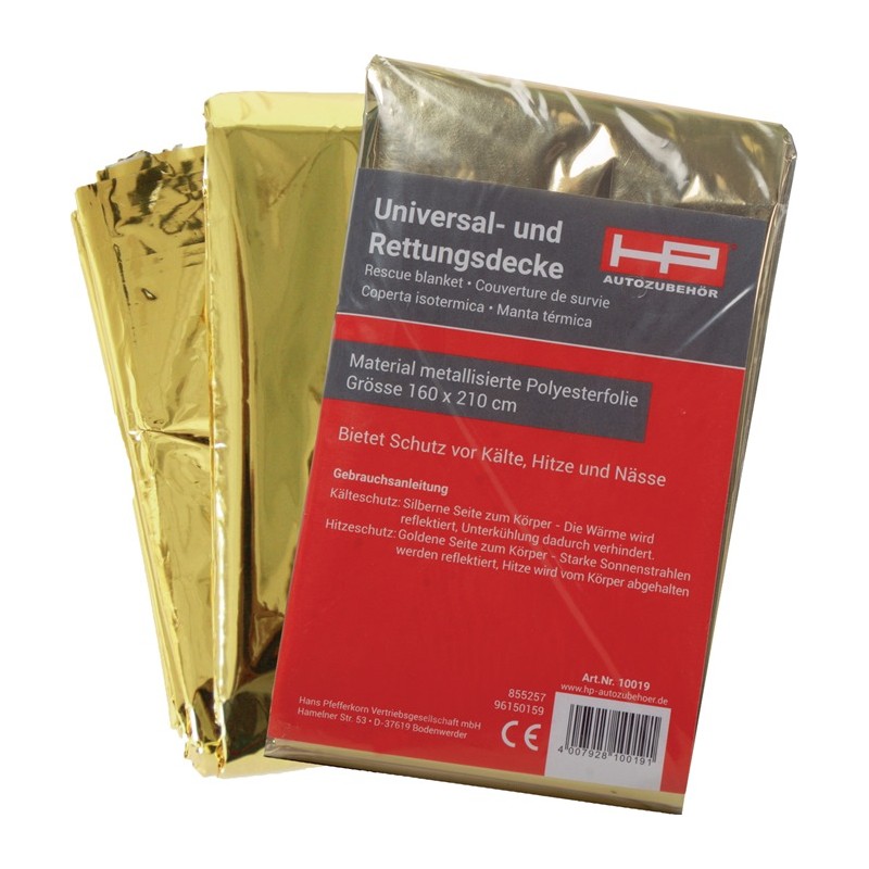 Couverture de sauvetage DIN 13164 L2100xB1600xH0,2env.mm dimensions pliage env. 144 x 80 x 20 mm Couverture de sauvetage DIN 13164 L2100xB1600xH0,2env.mm dimensions pliage env. 144 x 80 x 20 mm