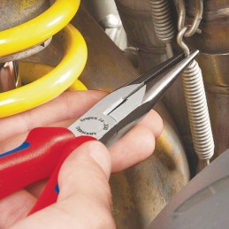 Pince KNIPEX à becs plats, ronds longueur 200 mm poli droit gaines multicomposant KNIPEX